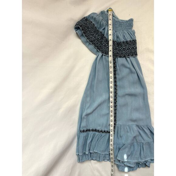 Muche Muchette Off Shoulder Embroidered Blue Dress One Size Ethnic Boho Smocked - Picture 10 of 11